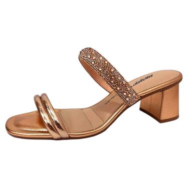 Imagem de Tamanco Feminino Salto Bloco tira Adornada em Strass Dakota