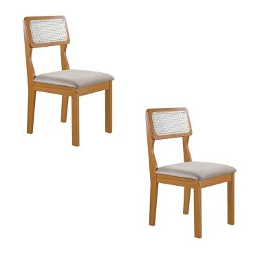 Imagem de Conjunto de 2 Cadeiras Agata Retrô com Estofado em Linho