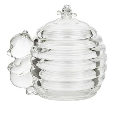 Imagem de Bomboniere Potiche Pote de Vidro Colmeia Urso 11x12,5 Mel Doces Biscoi