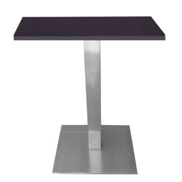 Imagem de Mesa Quadrada Alpha Inox Prata 73,50 Cm (altura) Tampo Mdp Quadrado 80 Cm Preto (larg)