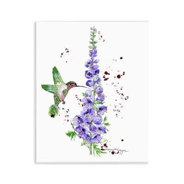 Imagem de Stupell Industries Delphiniums and beija-flor design de arte de parede por Susan Lugar, 14 x 11
