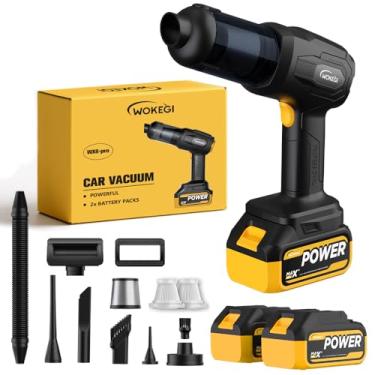Imagem de WOKEGI Aspirador de pó portátil para carro, sem fio, com alta potência e sucção de 40000Pa, potente espanador de ar portátil 4 em 1, limpeza rápida para carro, casa, escritório, pelos de animais de