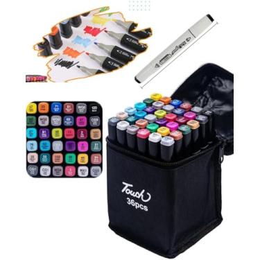 Imagem de Canetinhas Para Colorir Ponta Dupla 36 Cores – Para Colorir, Lettering, mangá, Desenho infantil,segurança garantida, marcador permanente