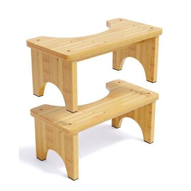 Imagem de Banqueta de banheiro Uaniar Wood Squatting 18cm de bambu para adultos