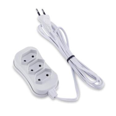 Imagem de Extensão Reforçada Bipolar 3 Tomadas 10A 3 Metros Branco - Force Line