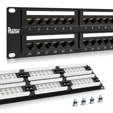 Imagem de Patch Panel 48 portas Cat6 【Certificação CE】 Painel de remendo de rede 2U Punch Down19 polegadas RJ45 para rede de 10 Gigabit, ferramentas de impacto 110 ou Krone compatíveis sem gerenciamento de