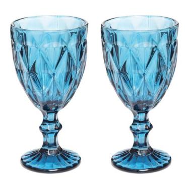 Imagem de Conjunto 2 Copos Taça Azul Diamante 300ml Para Agua Vinho - Ecos, Diam