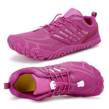 Imagem de MeXYZ Tênis feminino de caminhada descalço com bico largo, sem queda, minimalista, para treino, treinador, caminhada, caminhada, água, aterrado, Rosa, 36