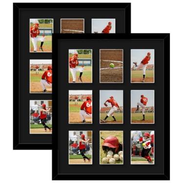 Imagem de HEYTUYA Moldura de exibição de cartas colecionáveis para 9 cartas padrão, 2 pacotes com moldura de cartão colecionável para parede, colecionador de cartões para esportes, beisebol, basquete, futebol