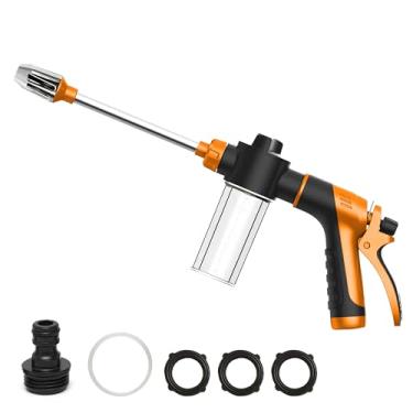 Imagem de Pulverizador de sabão de alta pressão para mangueira de jardim, pistola de espuma para lavagem de carro com frasco dispensador de sabão de plástico de 100 cc, bocal ajustável para jardinagem, limpeza