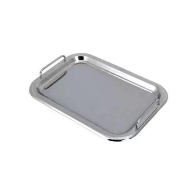 Imagem de Bandeja Retangular Com Alça Em Aço Inox 41X29Cm - Unyhome