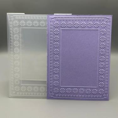 Imagem de Pasta de plástico em relevo 3D, textura de borda quadrada de flores pequenas, 10 x 14 cm para fazer cartões, faça você mesmo, scrapbooking, papel, artesanato, artesanato, scrapbook, artes, decoração