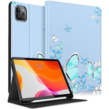 Imagem de Uppuppy Capa para Apple iPad Pro 12,9 polegadas para iPad 12,9 polegadas capa infantil bonito suporte fólio para lápis mulheres adolescentes meninas meninas femininas capa borboleta para iPad Pro 12,9 capa 6ª/5ª/4ª/3ª geração 2022/2021/2020/2018