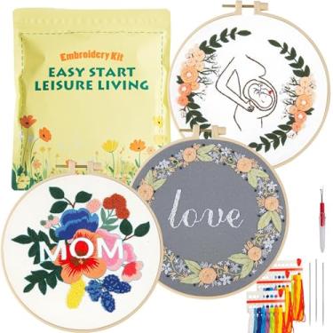 Imagem de Culberta Kit de bordado mini para adultos e crianças, conjunto de artesanato para iniciantes em ponto cruz com tutoriais em vídeo HD, materiais de arte DIY feitos à mão para presentes (Pattem6)