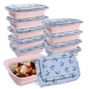 Imagem de Recipientes Disney Meal Prep – 20 peças reutilizáveis para alimentos com tampas – Seguro para freezer, micro-ondas e lava-louças – com Mickey e Minnie, Lilo & Stitch – Recipientes para alimentos para