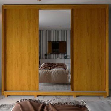 Imagem de Guarda-roupa Casal 3 Portas com Espelho com Pés 100% Mdf Platinum - Ge