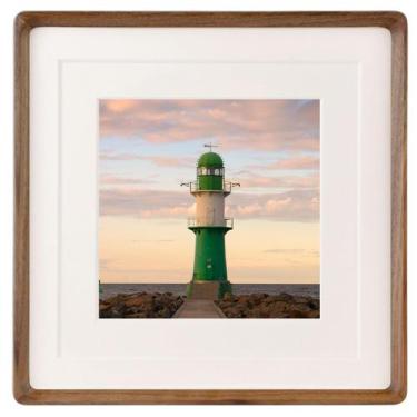 Imagem de Porta-retratos em madeira natural Zibrelte 10x10 com tapete 6x6/8x8