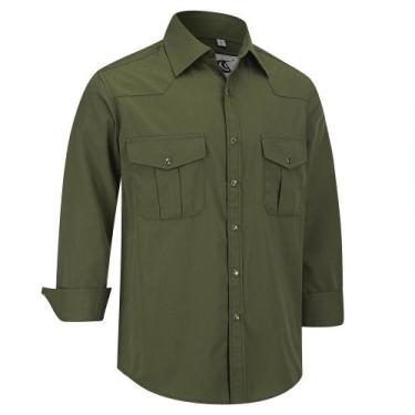 Imagem de Camisa masculina COEVALS CLUB Western Cowboy de manga comprida 3GG Arm