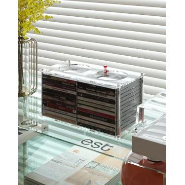 Imagem de AREAJD Organizador de rack de mesa com suporte de CD de estilo minimalista, bonito para 24 CD, suporte de CD, armazenamento de CD/prateleira/torre/suporte de dólar, adequado para sala de teatro