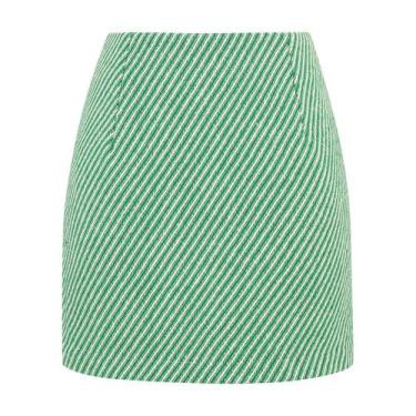 Imagem de Saia Kinghua Green Stripe para mulheres, lápis de cintura alta