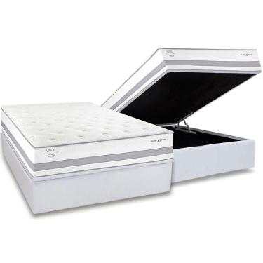 Imagem de Cama Box Baú Casal: Colchão Molas MasterPocket Ensacadas Herval C1741 + Base CRC Linhão White (138x188)