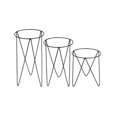 Imagem de Kit 3 Suportes Tripé para Vasos e Plantas - Suporte para Flores, Plantas de Chão, Vaso de Planta - 25cm, 20cm, 15cm