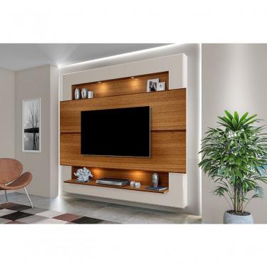 Imagem de Painel Para Tv 75" Com Nicho E Prateleira Carvalho Off White