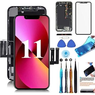 Imagem de Kit de reparo completo para montagem de moldura digitalizadora sensível ao toque 3D para iPhone 11, tela LCD de 6,1 polegadas, com ferramentas de reparo