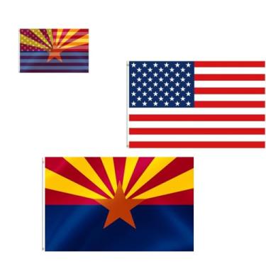 Imagem de ACWIPT Bandeira 2 em 1 Arizona State e América EUA Barco Motocicleta Caminhão 30,5 x 45,7 cm, Nylon Durável 220D Bandeira de Barcos dos EUA, Bandeiras de Barco Arizona AZ com 2 argolas de latão.
