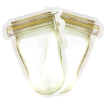 Imagem de QQ Studio 50 unidades de sacos de armazenamento de alimentos em forma de pote de pedreiro, reutilizáveis, portáteis, sacos de viagem, com fecho de zíper, bolsa de lanche com janela fosca (~ 113 g