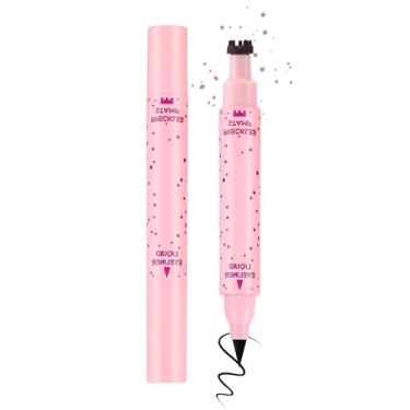 Imagem de Erinde Caneta de carimbo de sardas, ponta dupla falsa e delineador líquido preto, longa duração, secagem rápida, sardas, carimbo para maquiagem natural, luz B1