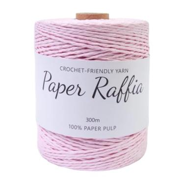 Imagem de predolo Fio de papel de ráfia, corda de papel, fita de ráfia, fio para artesanato, chapéu de sol, cesta, bolsas de crochê, Luz Rosa