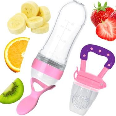 Imagem de Mordedor de Chupeta Frutas Colher Dosadora Alimentadora Kids Cor:Rosa