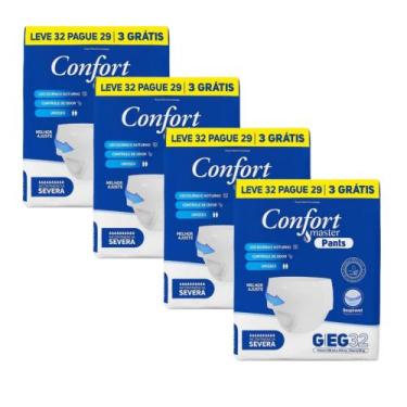Imagem de KIT 4 PCT Fralda Calça Geriátrica Confort Master Pants C/ 32 Unidades 