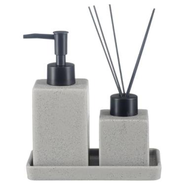 Imagem de Conjunto Lavabo Banheiro Saboneteira Líquida Difusor / 908 (Cinza)