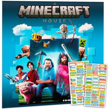Imagem de Minecraft Calendário de filme 2026 - Pacote de calendário de parede de filme Minecraft Deluxe 2026 com mais de 100 adesivos de lembrete com Jack Black (presentes Creeper e Enderman, material de
