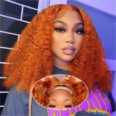 Imagem de Peruca Ailwelia Curly Bob Deep Wave 200% Densidade Gengibre 35 cm