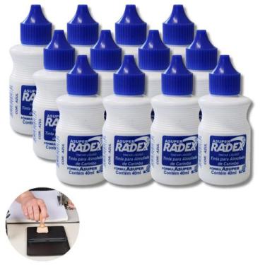 Imagem de Kit 12 Tinta Carimbo Azul Alto Rendimento Escritório Secagem Rapida - 