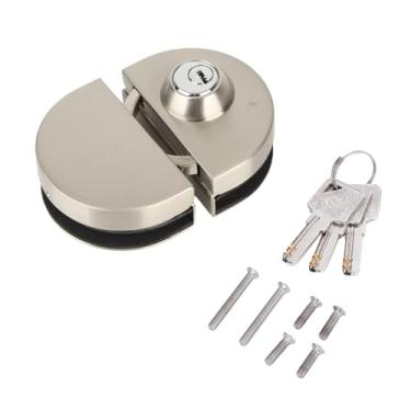 Imagem de Pacote com 2 fechaduras de porta de vidro de aço inoxidável com 3 chaves, peças de ferragens de porta de bloqueio de segurança anti-roubo, aplicável a portas de vidro de 10-12 mm