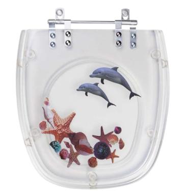 Imagem de Tampa Vaso Acrilico Decorada Golfinho Concha Angra p/Logasa