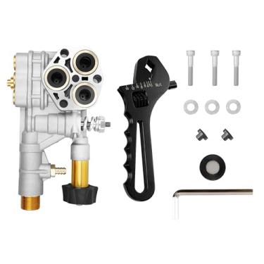 Imagem de Kit de substituição de coletor de bomba de lavadora de pressão 7108366 para bombas de lavadora de pressão de came axial 510020 e 520006 com kit de chave de instalação