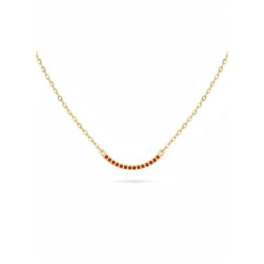 Imagem de PENLYU Colar feminino com pedra do mês de nascimento em ouro 14K, pingente de barra curvada, colar de irmãs, presentes para mãe e família, design de um terço de círculo, joia de presente de