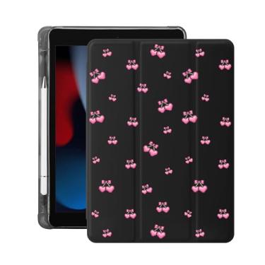 Imagem de Idocolors Capa para iPad 7ª/8ª/9ª geração (2019/2020/2021) de 10,2 polegadas, suporte de lápis embutido com capa traseira de TPU macio à prova de choque, despertar/hibernar, preto cereja