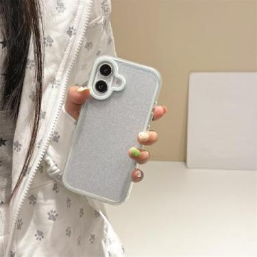 Imagem de Capa de celular 2 em 1 com glitter brilhante para iPhone 16, 15, 14 Plus, 13, 12, 11 Pro Max, estrutura rígida, capa traseira transparente e brilhante (para iPhone 12/5)