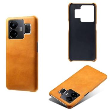 Imagem de Capa para OPPO Realme GT Neo 5 5G,Proteção contra quedas,Casca de volta de cor sólida simples,Design de couro de imitação de plástico-Orange