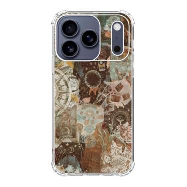 Imagem de Ricin Relun Capa de telefone vintage celestial sol lua estrela colagem para iPhone 17 Pro, estética espaço planeta estrela, capa de TPU macio e moderno