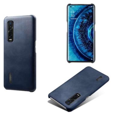 Imagem de Capa para OPPO Find X2 Pro,Proteção contra quedas,Casca de volta de cor sólida simples,Design de couro de imitação de plástico-Blue