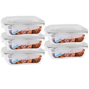 Imagem de Conjunto 5 Potes Vidro Hermético Mantimentos Marmita 370ml - PRATICASA