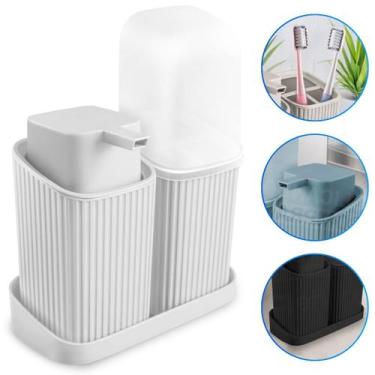 Imagem de Kit Banheiro Lavabo Decoração Luxo Porta Escovas Sabonete Líquido Com 
