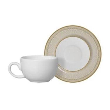 Imagem de Xicara Café Com Pires Plissan Dourado Alleanza 6 Peças